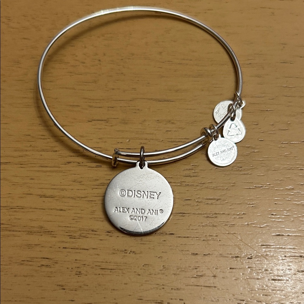 Alex and Ani Disney Tinkerbell Silver Charm Bangle Bracelet - Picture 2 of 3